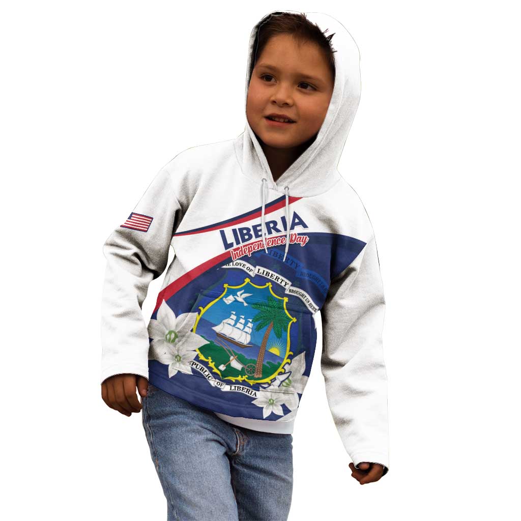 Personalized Liberia Independence Day Kid Hoodie Coat Of Arms Pepper Flowers