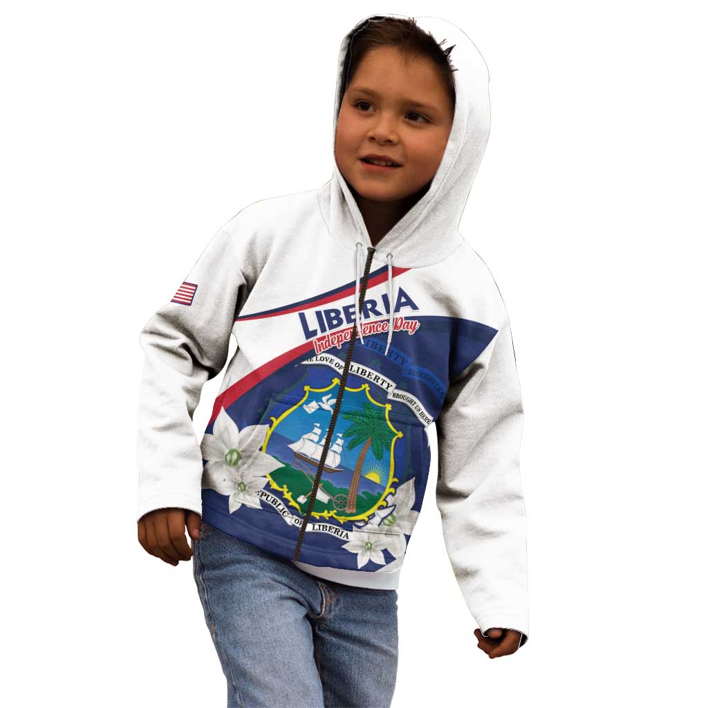 Personalized Liberia Independence Day Kid Hoodie Coat Of Arms Pepper Flowers