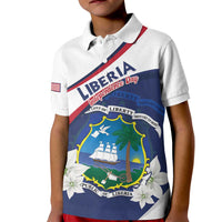 Personalized Liberia Independence Day Kid Polo Shirt Coat Of Arms Pepper Flowers