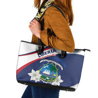 Liberia Independence Day Leather Tote Bag Coat Of Arms Pepper Flowers