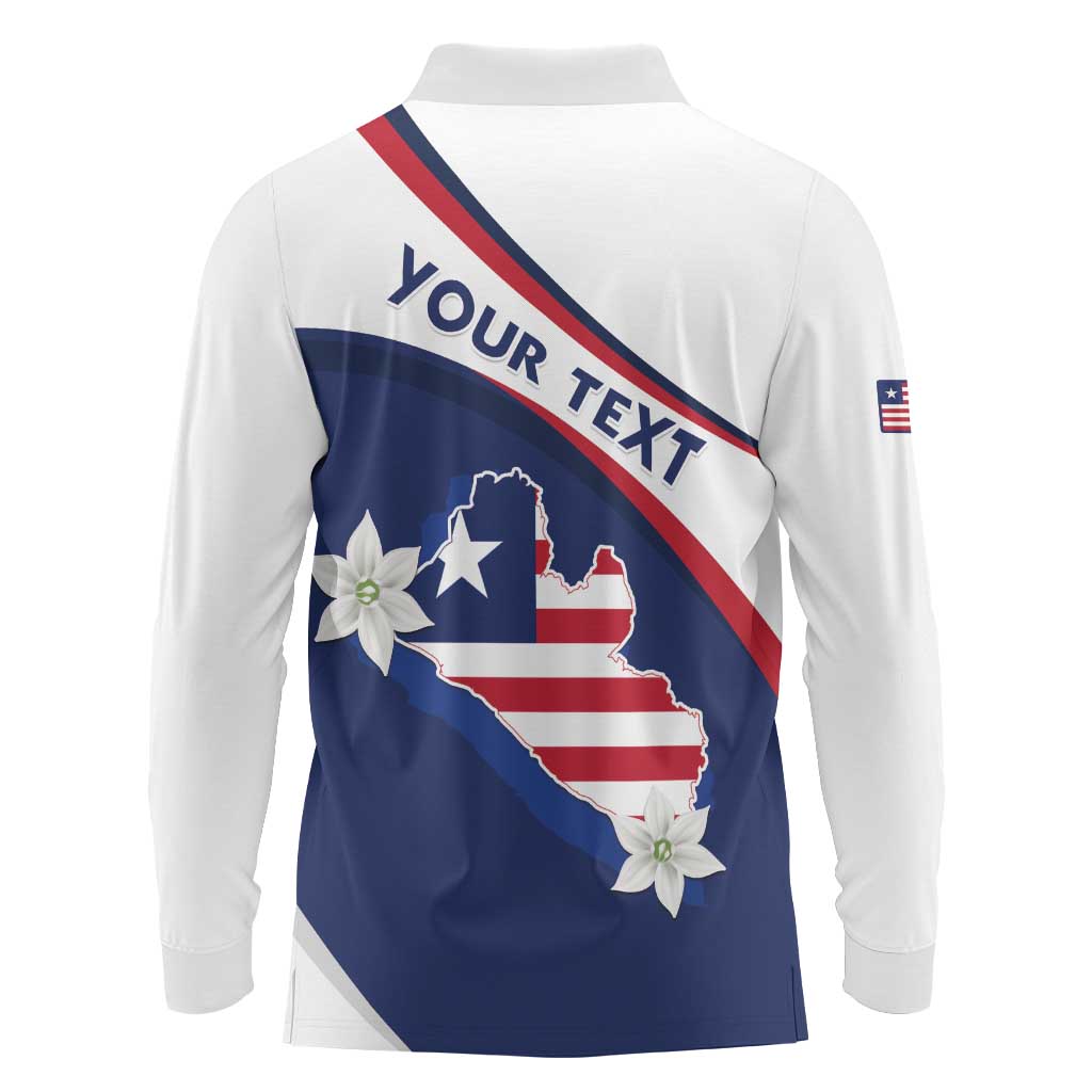 Personalized Liberia Independence Day Long Sleeve Polo Shirt Coat Of Arms Pepper Flowers