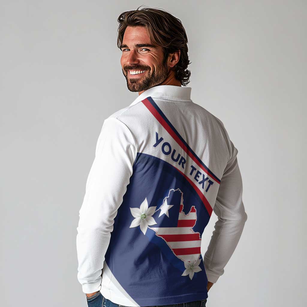 Personalized Liberia Independence Day Long Sleeve Polo Shirt Coat Of Arms Pepper Flowers