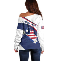 Personalized Liberia Independence Day Off Shoulder Sweater Coat Of Arms Pepper Flowers