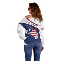 Personalized Liberia Independence Day Off Shoulder Sweater Coat Of Arms Pepper Flowers