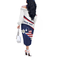 Personalized Liberia Independence Day Off The Shoulder Long Sleeve Dress Coat Of Arms Pepper Flowers