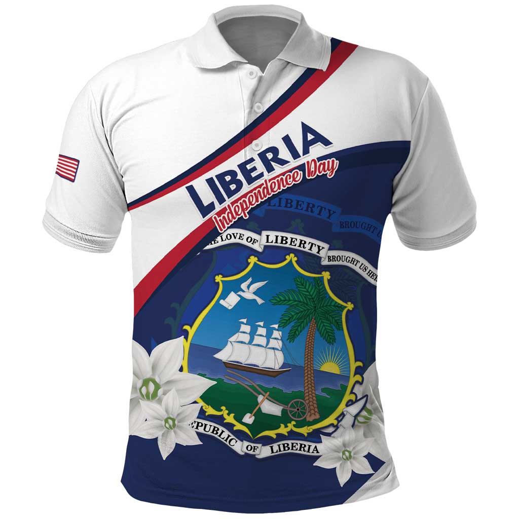Personalized Liberia Independence Day Polo Shirt Coat Of Arms Pepper Flowers
