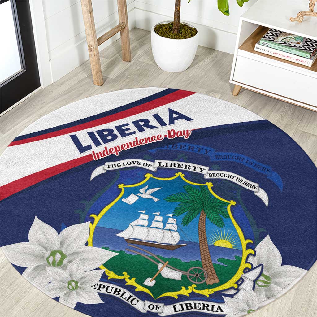 Liberia Independence Day Round Carpet Coat Of Arms Pepper Flowers