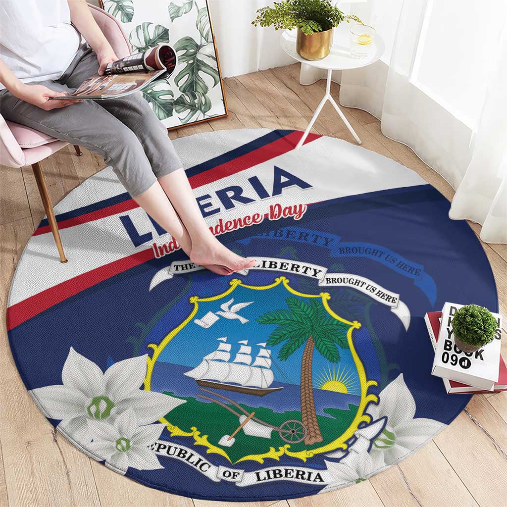 Liberia Independence Day Round Carpet Coat Of Arms Pepper Flowers
