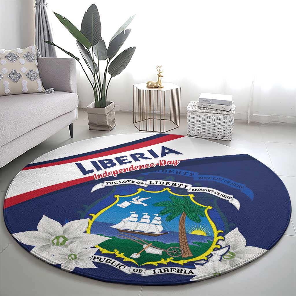 Liberia Independence Day Round Carpet Coat Of Arms Pepper Flowers