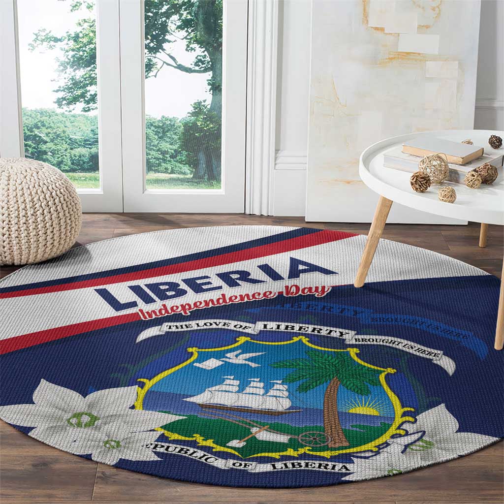 Liberia Independence Day Round Carpet Coat Of Arms Pepper Flowers