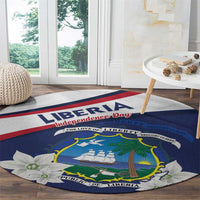 Liberia Independence Day Round Carpet Coat Of Arms Pepper Flowers