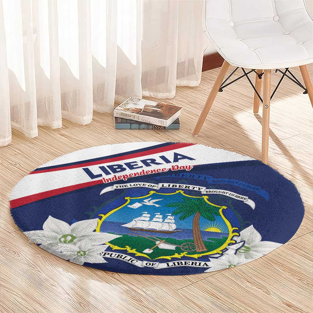 Liberia Independence Day Round Carpet Coat Of Arms Pepper Flowers