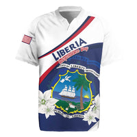 Personalized Liberia Independence Day Rugby Jersey Coat Of Arms Pepper Flowers
