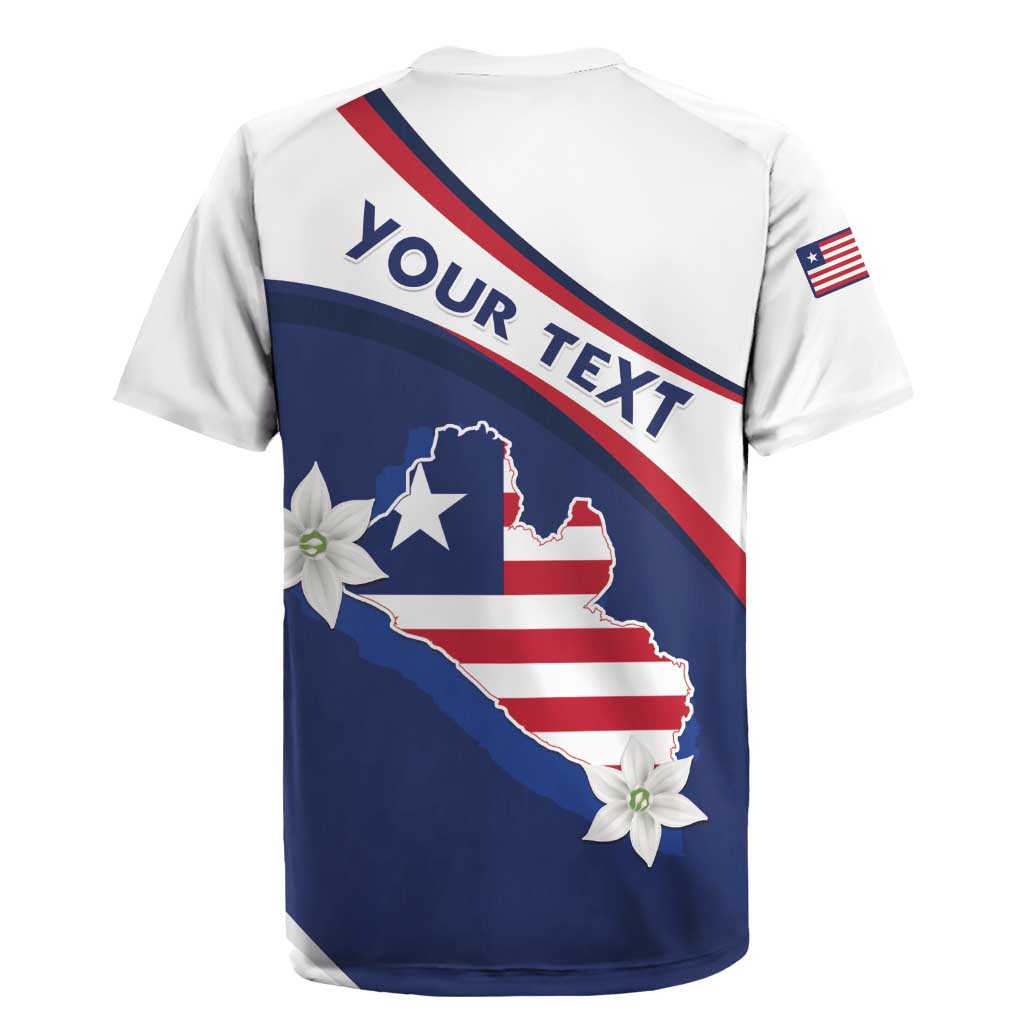Personalized Liberia Independence Day Rugby Jersey Coat Of Arms Pepper Flowers