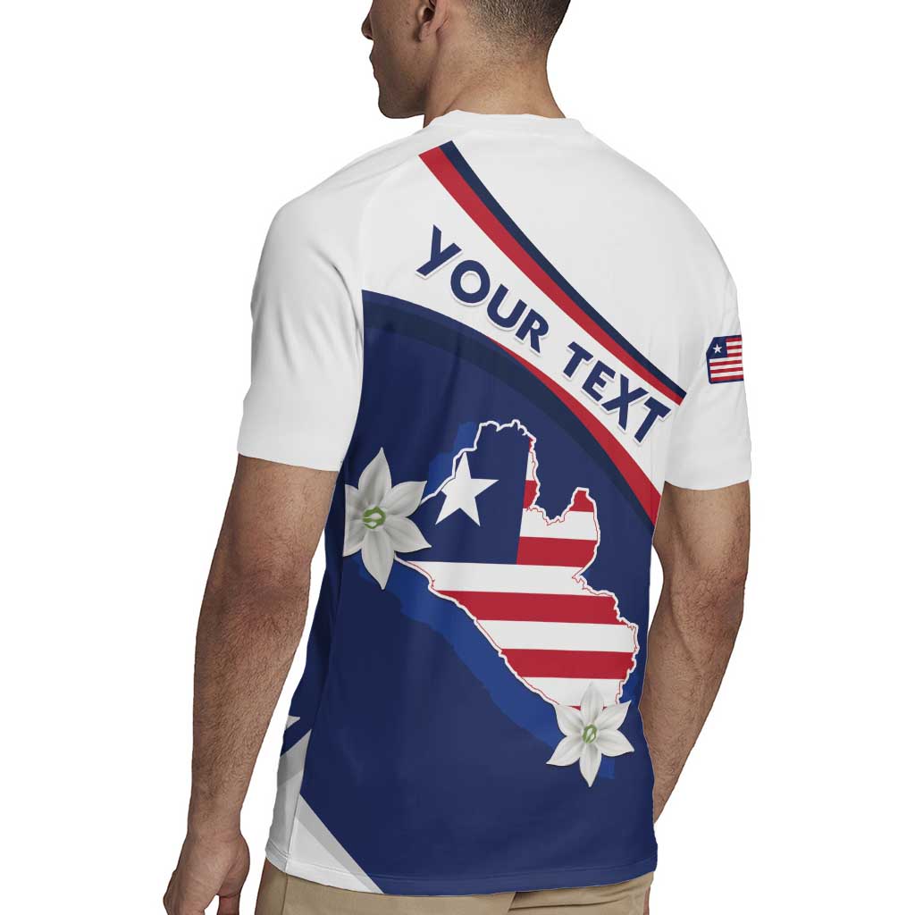 Personalized Liberia Independence Day Rugby Jersey Coat Of Arms Pepper Flowers