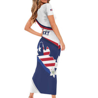 Personalized Liberia Independence Day Short Sleeve Bodycon Dress Coat Of Arms Pepper Flowers