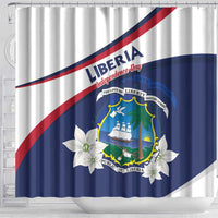 Liberia Independence Day Shower Curtain Coat Of Arms Pepper Flowers