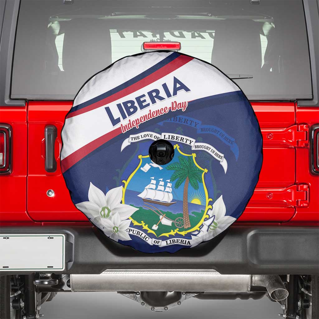 Liberia Independence Day Spare Tire Cover Coat Of Arms Pepper Flowers