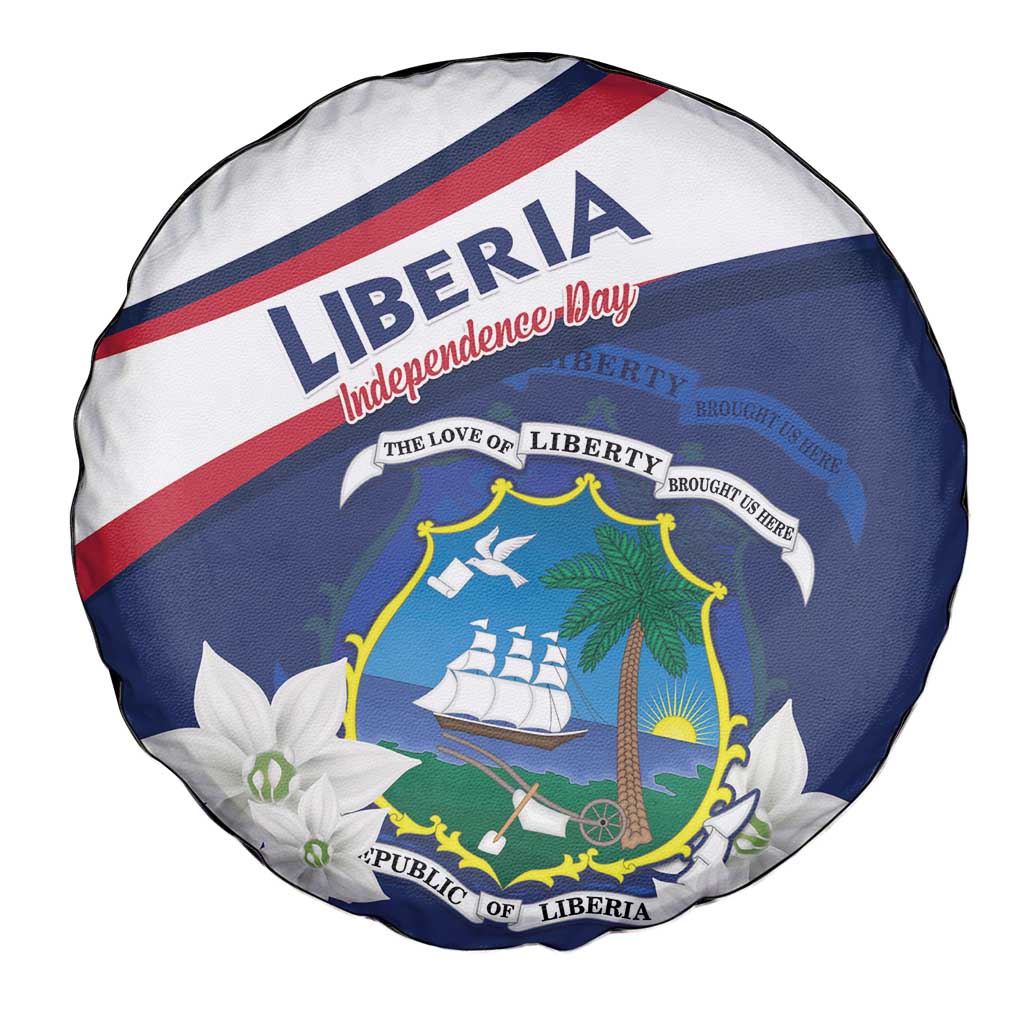 Liberia Independence Day Spare Tire Cover Coat Of Arms Pepper Flowers