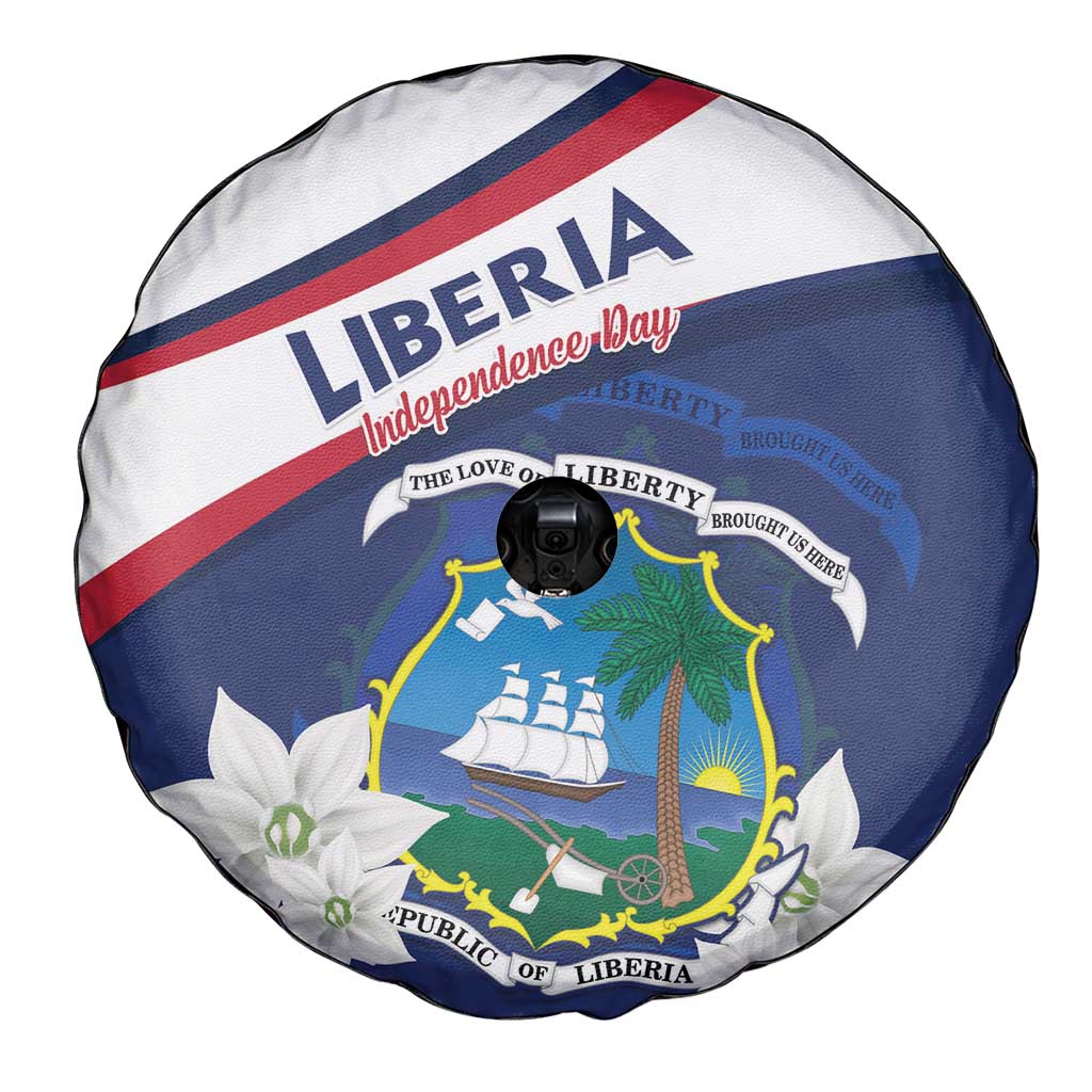 Liberia Independence Day Spare Tire Cover Coat Of Arms Pepper Flowers