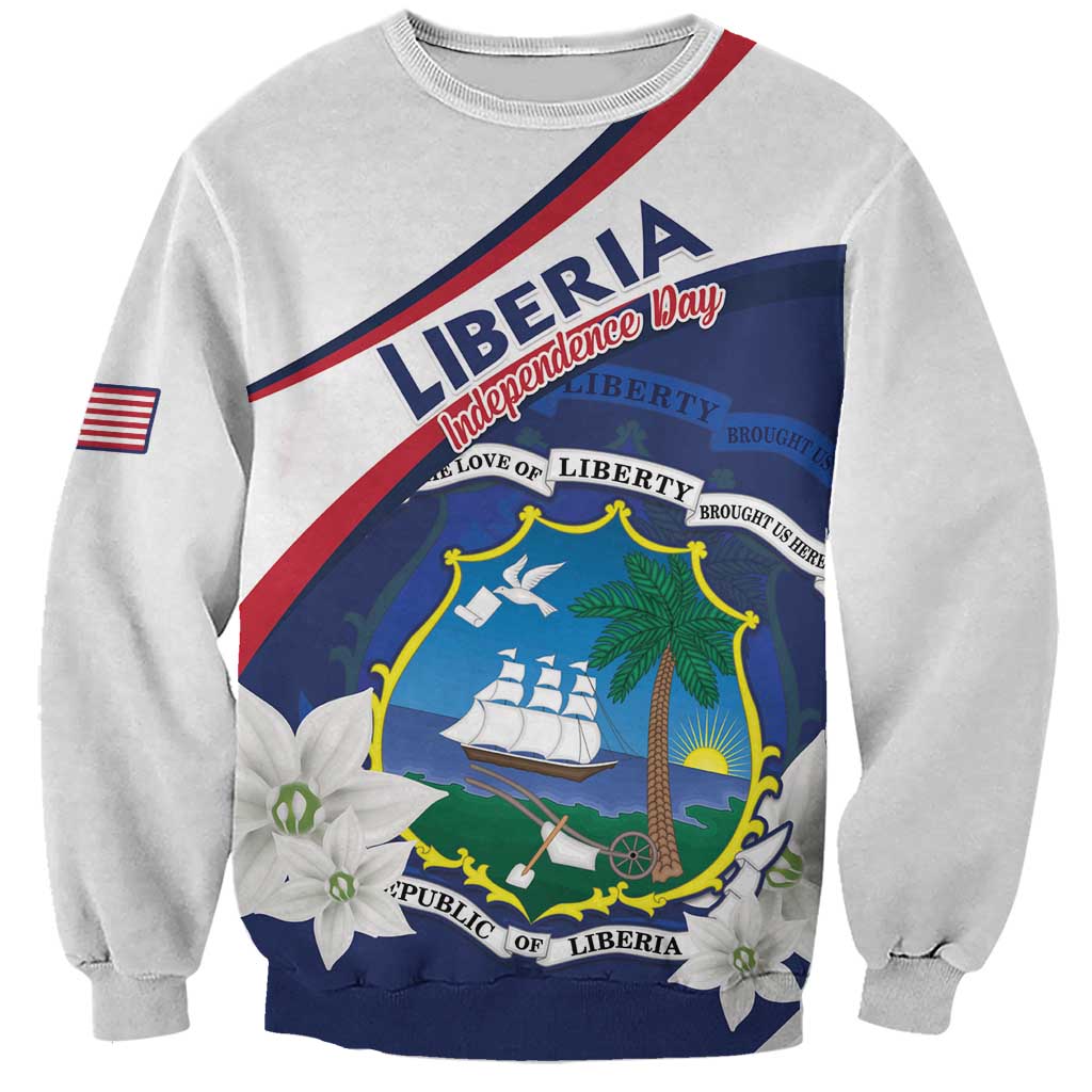 Personalized Liberia Independence Day Sweatshirt Coat Of Arms Pepper Flowers