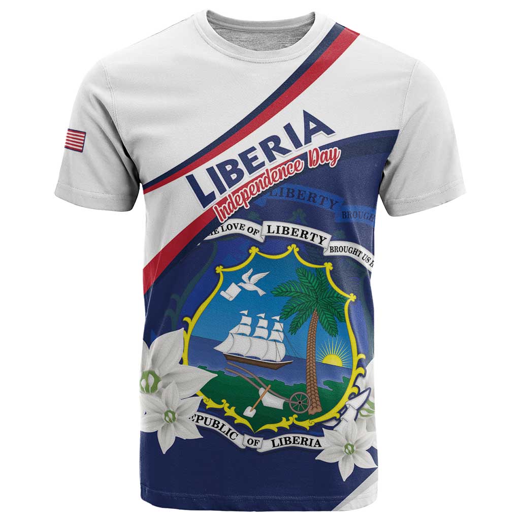 Personalized Liberia Independence Day T Shirt Coat Of Arms Pepper Flowers