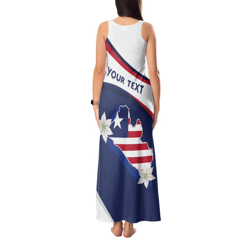 Personalized Liberia Independence Day Tank Maxi Dress Coat Of Arms Pepper Flowers