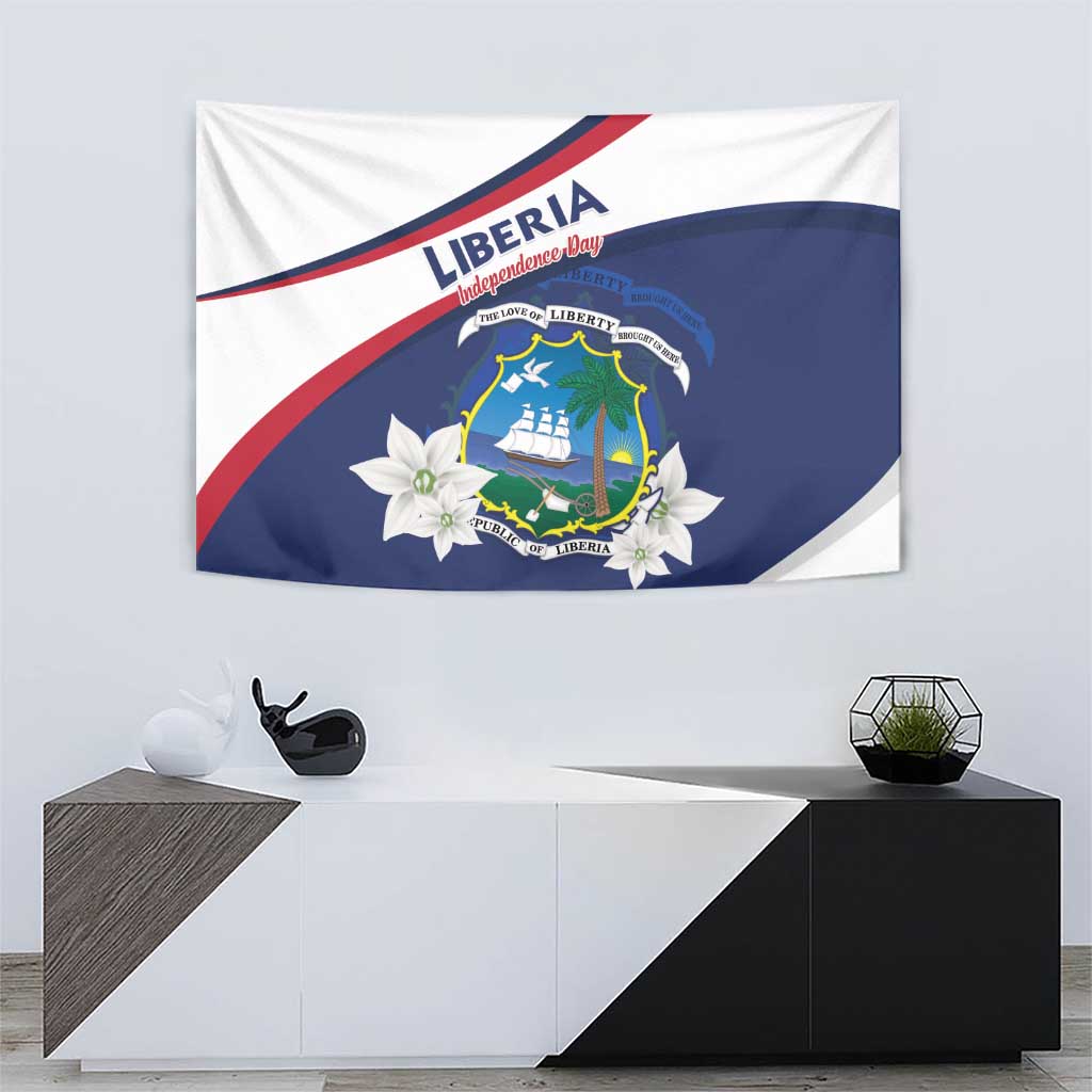 Liberia Independence Day Tapestry Coat Of Arms Pepper Flowers