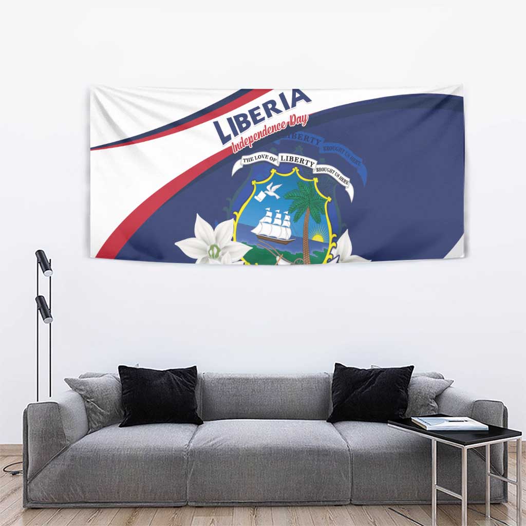 Liberia Independence Day Tapestry Coat Of Arms Pepper Flowers
