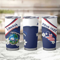 Personalized Liberia Independence Day Tumbler Cup Coat Of Arms Pepper Flowers