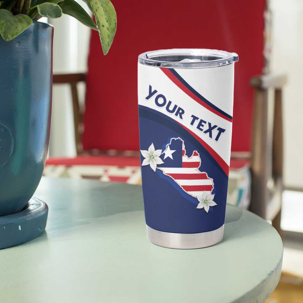 Personalized Liberia Independence Day Tumbler Cup Coat Of Arms Pepper Flowers