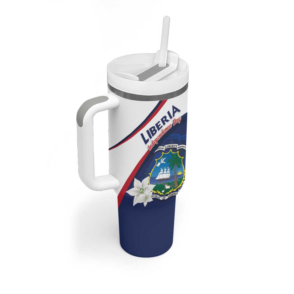 Personalized Liberia Independence Day Tumbler With Handle Coat Of Arms Pepper Flowers