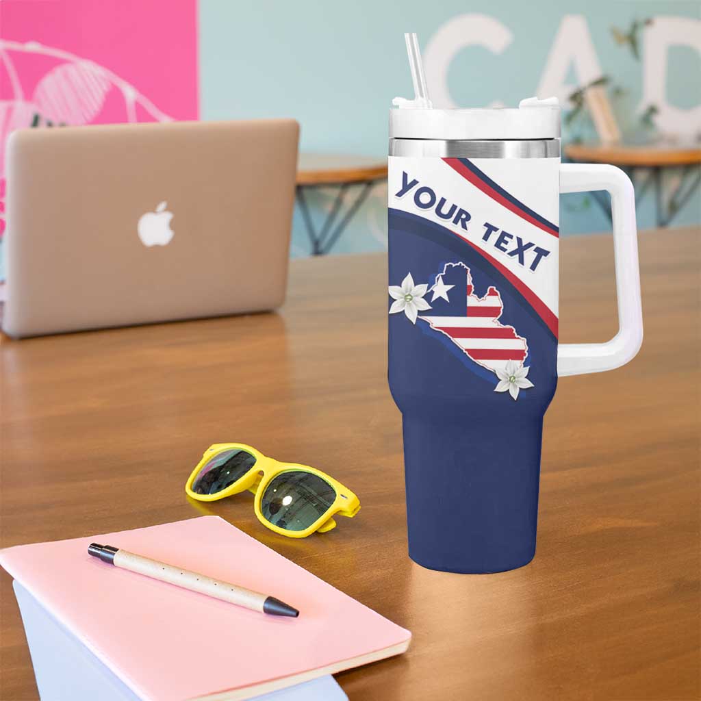 Personalized Liberia Independence Day Tumbler With Handle Coat Of Arms Pepper Flowers