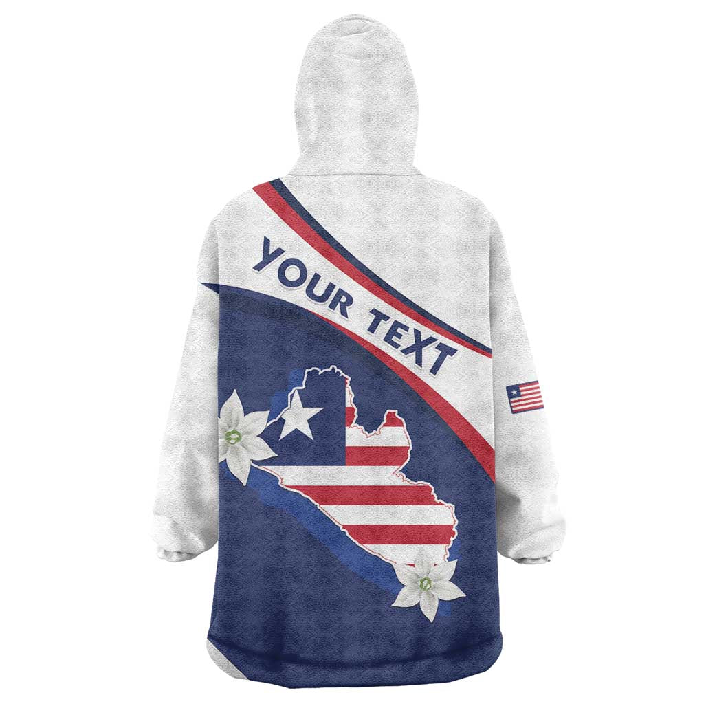 Personalized Liberia Independence Day Wearable Blanket Hoodie Coat Of Arms Pepper Flowers