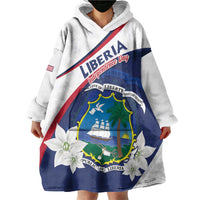 Personalized Liberia Independence Day Wearable Blanket Hoodie Coat Of Arms Pepper Flowers