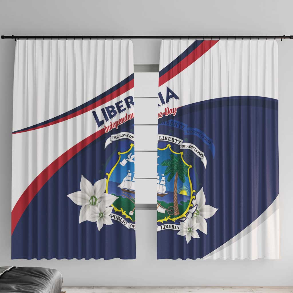 Liberia Independence Day Window Curtain Coat Of Arms Pepper Flowers