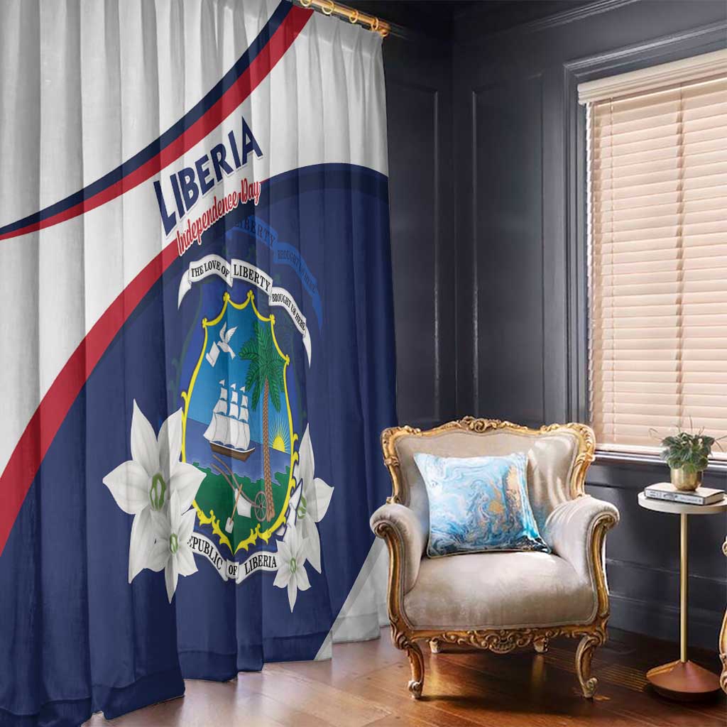 Liberia Independence Day Window Curtain Coat Of Arms Pepper Flowers