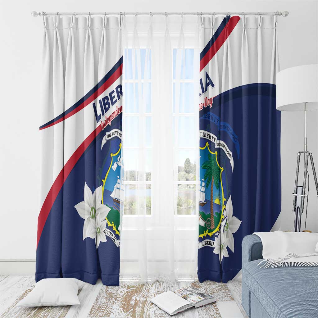 Liberia Independence Day Window Curtain Coat Of Arms Pepper Flowers
