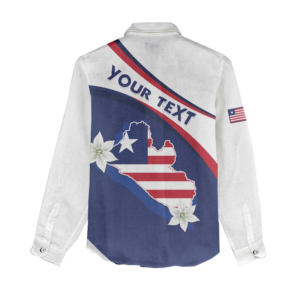 Personalized Liberia Independence Day Women Casual Shirt Coat Of Arms Pepper Flowers