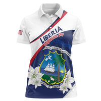 Personalized Liberia Independence Day Women Polo Shirt Coat Of Arms Pepper Flowers