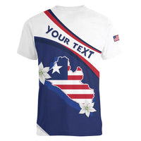 Personalized Liberia Independence Day Women V-Neck T-Shirt Coat Of Arms Pepper Flowers