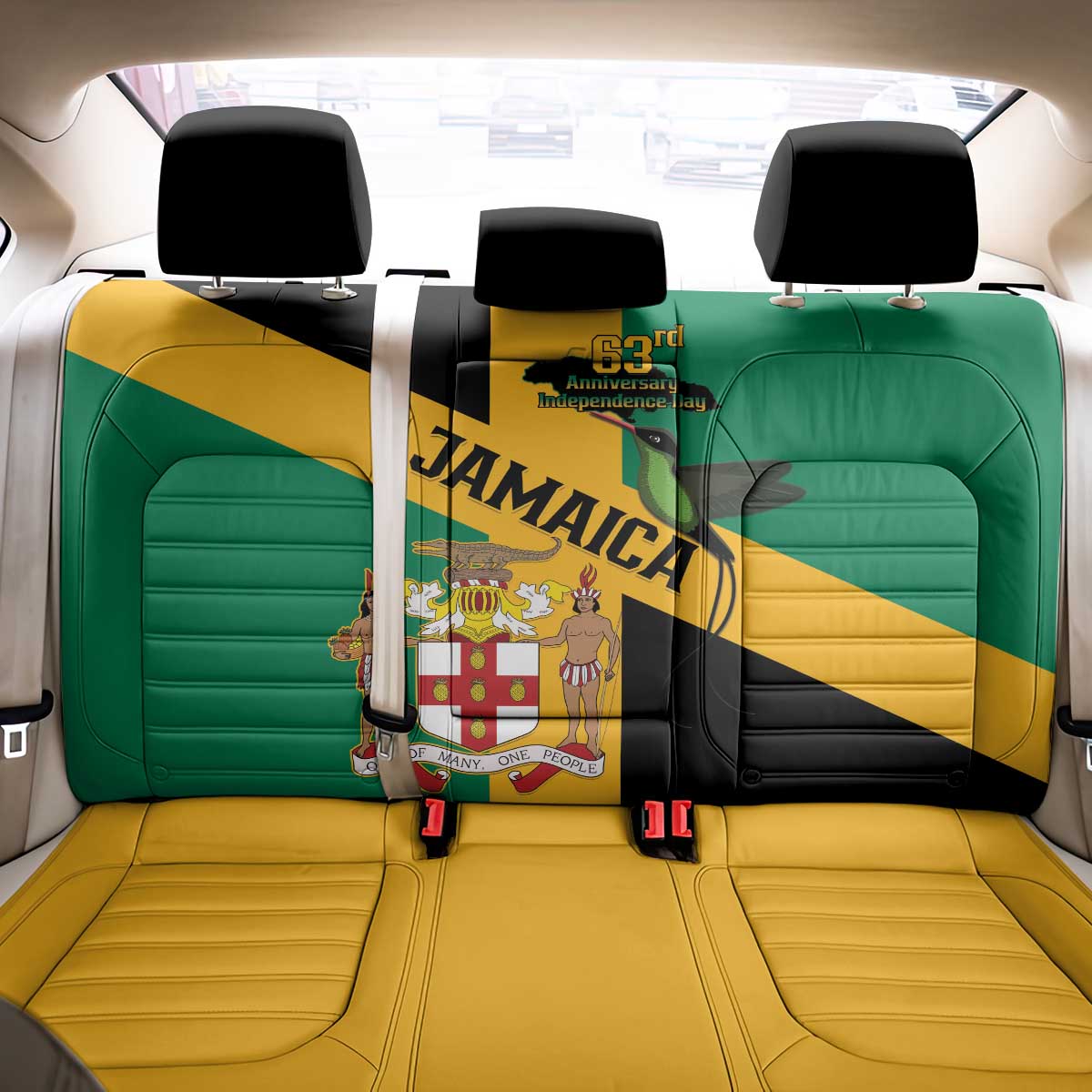 Jamaica Back Car Seat Cover 63rd Anniversary Independence Day