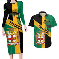 Jamaica Couples Matching Long Sleeve Bodycon Dress and Hawaiian Shirt 63rd Anniversary Independence Day