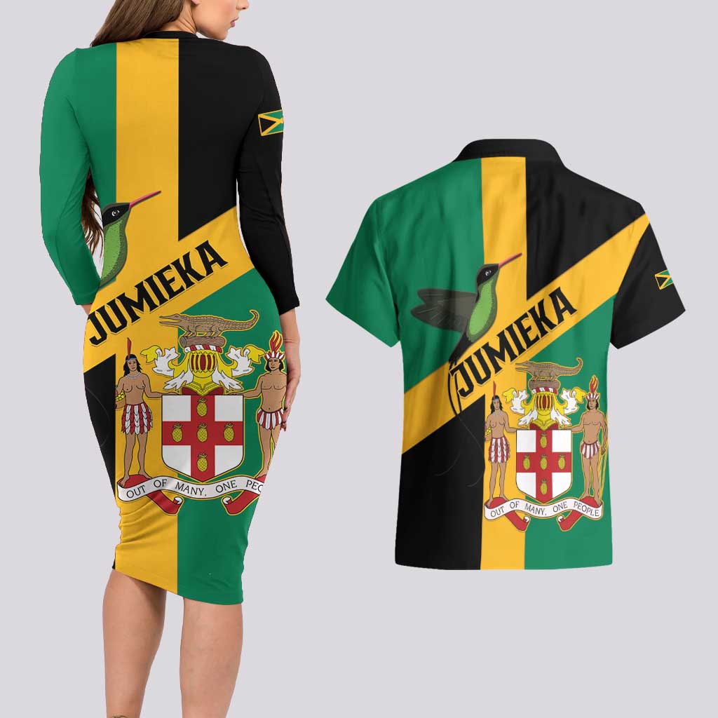 Jamaica Couples Matching Long Sleeve Bodycon Dress and Hawaiian Shirt 63rd Anniversary Independence Day