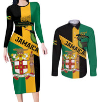 Jamaica Couples Matching Long Sleeve Bodycon Dress and Long Sleeve Button Shirt 63rd Anniversary Independence Day