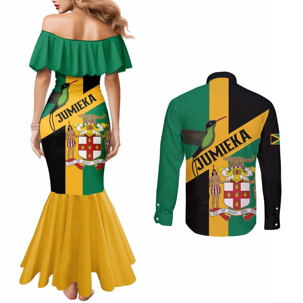 Jamaica Couples Matching Mermaid Dress and Long Sleeve Button Shirt 63rd Anniversary Independence Day