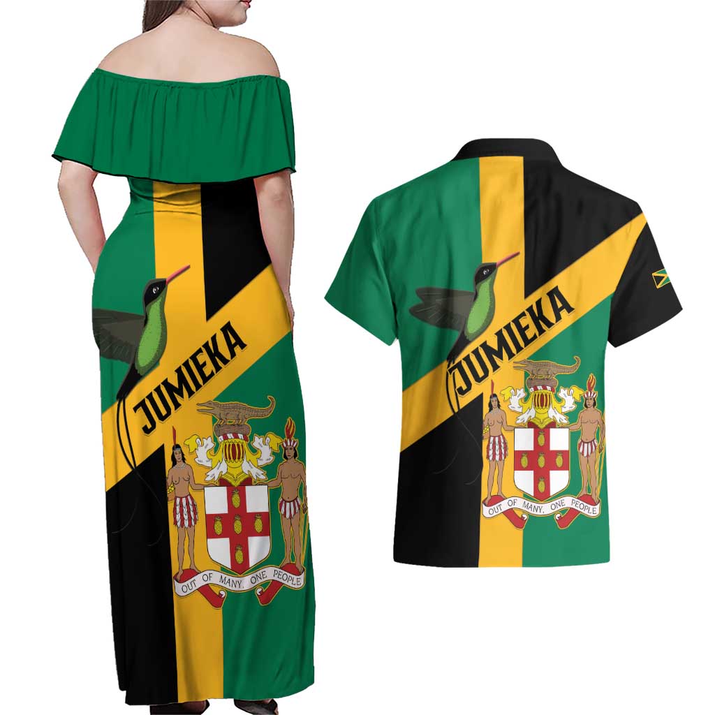 Jamaica Couples Matching Off Shoulder Maxi Dress and Hawaiian Shirt 63rd Anniversary Independence Day