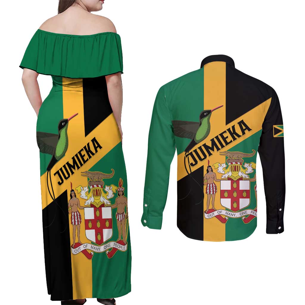 Jamaica Couples Matching Off Shoulder Maxi Dress and Long Sleeve Button Shirt 63rd Anniversary Independence Day