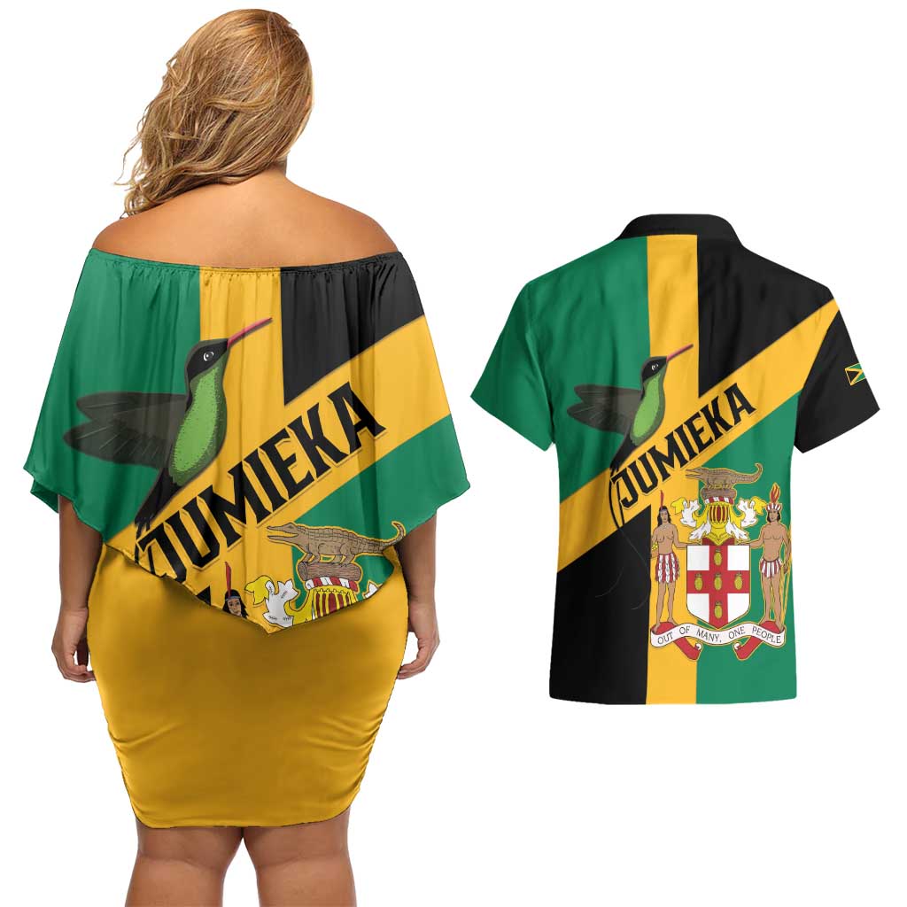 Jamaica Couples Matching Off Shoulder Short Dress and Hawaiian Shirt 63rd Anniversary Independence Day