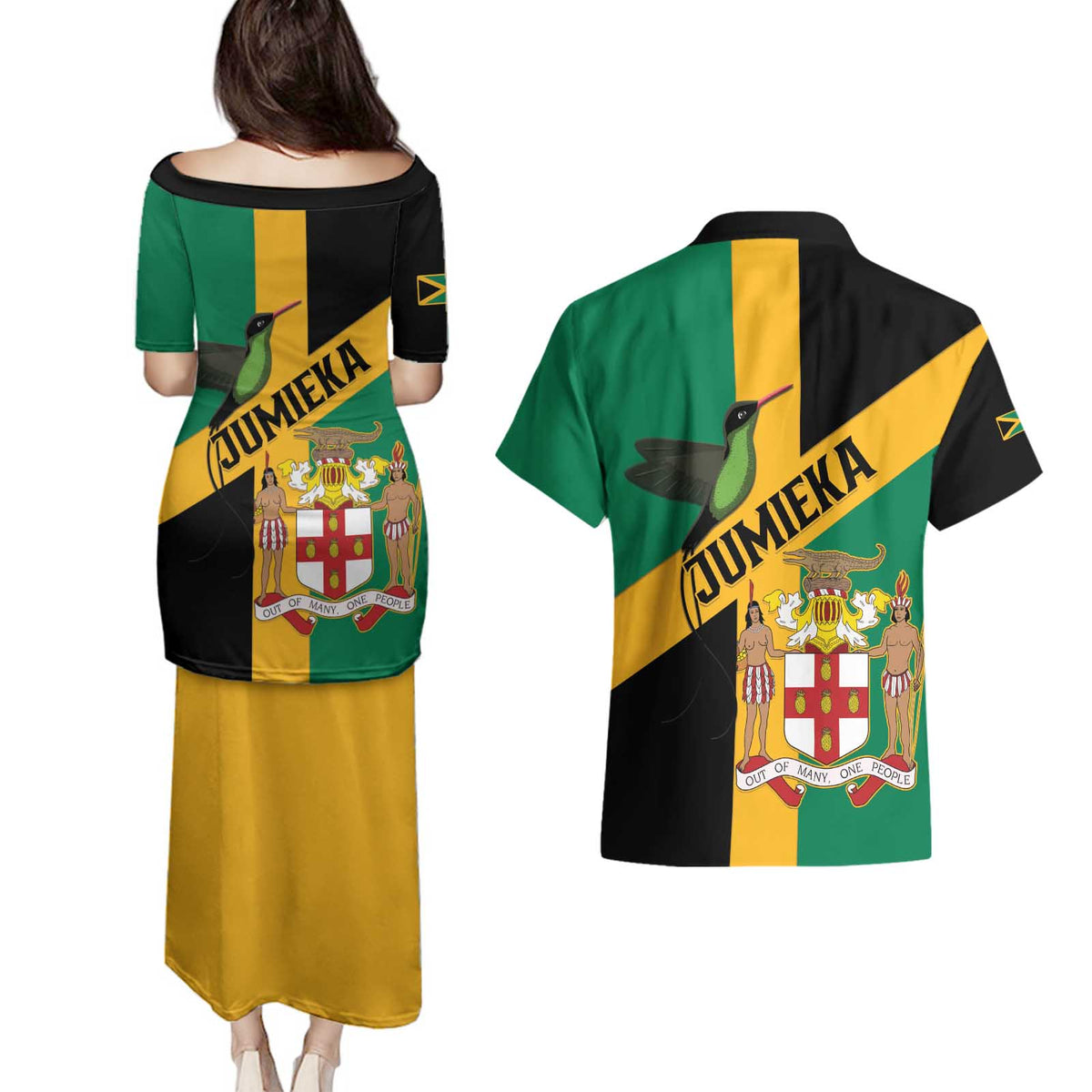 Jamaica Couples Matching Puletasi and Hawaiian Shirt 63rd Anniversary Independence Day